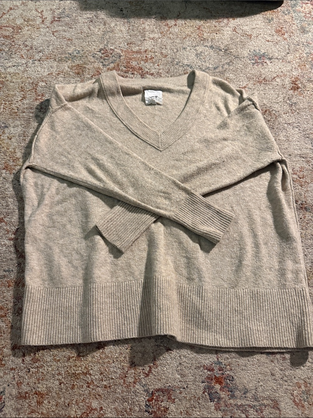 V-Neck Women's Sweater in Light Beige